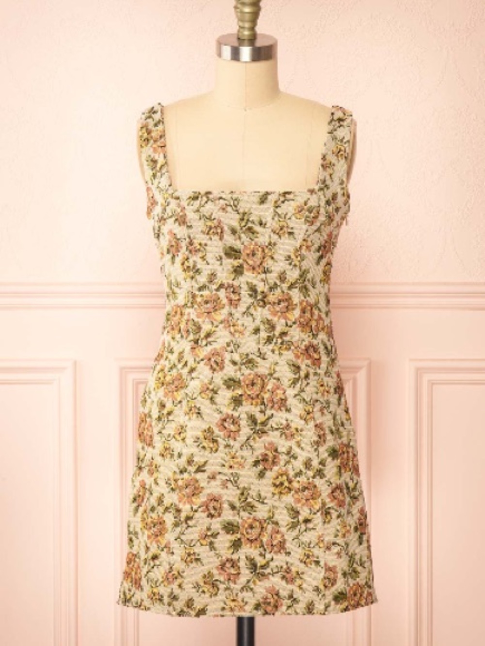 Simons Cream & Pink Floral Sleeveless Blazer Dress